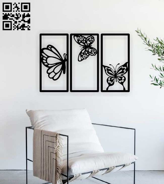 Butterflies wall decor E0015749 file cdr and dxf free vector download for laser cut plasma