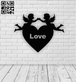 Cupid with heart E0015784 file cdr and dxf free vector download for laser cut plasma