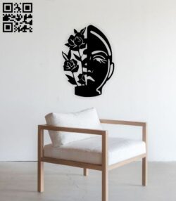 Face with rose wall decor E0015778 file cdr and dxf free vector download for laser cut plasma