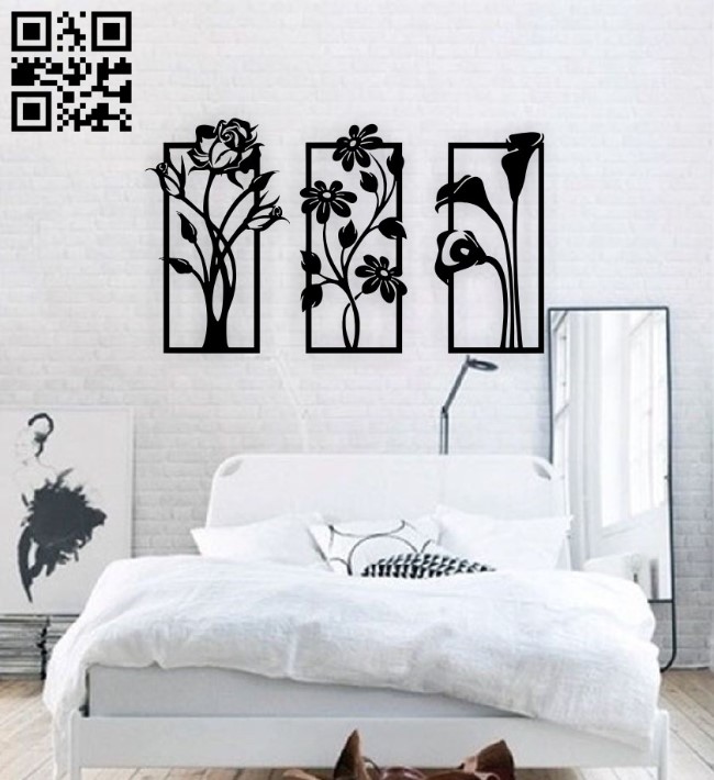 Flowers wall decor E0015767 file cdr and dxf free vector download for laser cut plasma