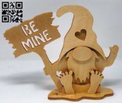 Gnome with valentine day E0015788 file cdr and dxf free vector download for laser cut