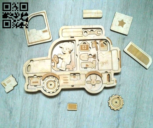 Jeep puzzle E0015798 file cdr and dxf free vector download for laser cut