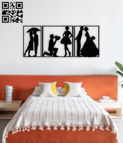 Love couple wall decor E0015776 file cdr and dxf free vector download for laser cut plasma