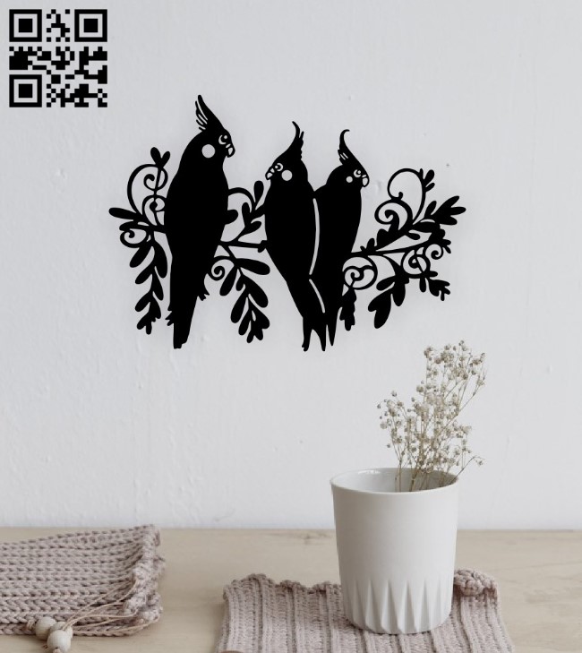 Parrots wall decor E0015750 file cdr and dxf free vector download for laser cut plasma