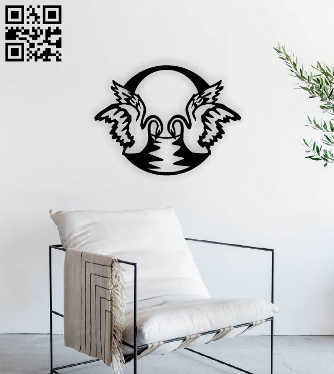Swans wall decor E0015786 file cdr and dxf free vector download for laser cut plasma