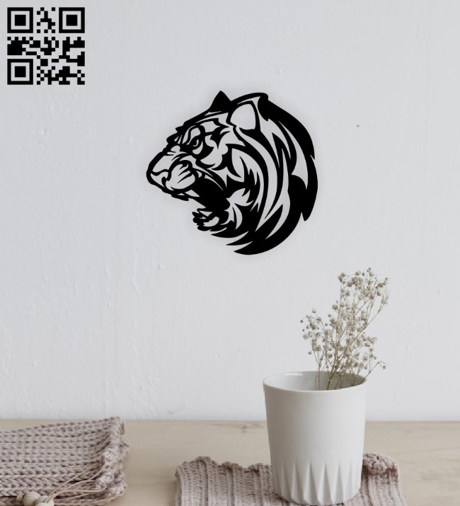 Tiger head wall decor E0015770 file cdr and dxf free vector download for laser cut plasma