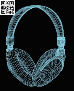 3D illusion led lamp Headphone E0016178 free vector download for laser engraving machine