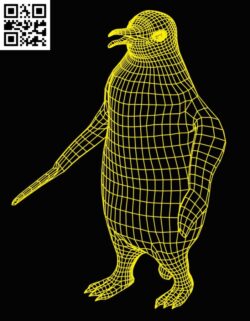 3D illusion led lamp Penguin free vector download for laser engraving machine