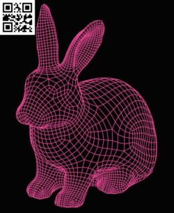 3D illusion led lamp Rabbit E0016180 free vector download for laser engraving machine