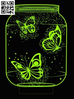 3D illusion led lamp glass bottle E0016206 file cdr and dxf free vector download for laser engraving machine