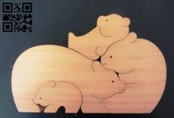 Bear family E0016216 file cdr and dxf free vector download for CNC