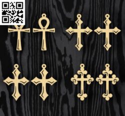 Cross earrings E0016234 file cdr and dxf free vector download for laser cut