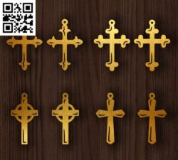 Cross earrings E0016291 file cdr and dxf free vector download for laser cut plasma