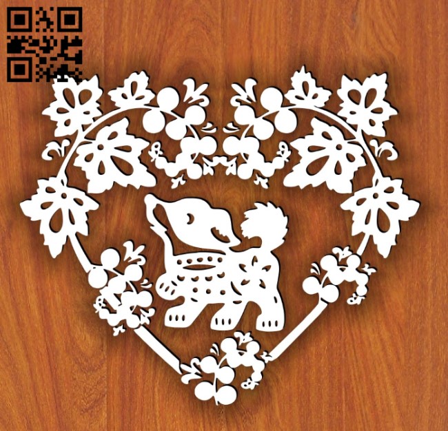 Dog with heart E0016312 file cdr and dxf free vector download for laser cut plasma