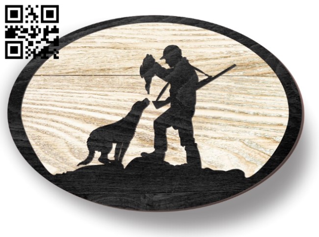 Duck Hunter Dog Oval CU0012843 file cdr and dxf free vector download for Laser cut cnc