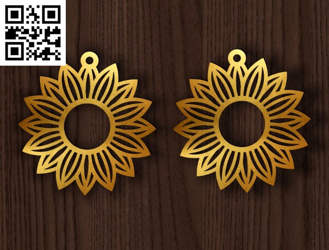 Flower earrings E0016290 file cdr and dxf free vector download for laser cut plasma