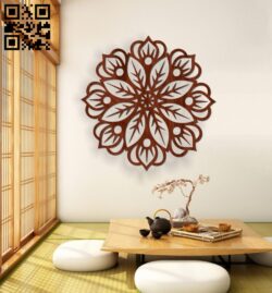 Flower mandala wall decor E0016339 file cdr and dxf free vector download for laser cut plasma