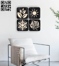 Four seasons wall decor E0016258 file cdr and dxf free vector download for laser cut plasma