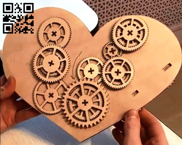 Gear heart E0016182 free vector download for laser cut