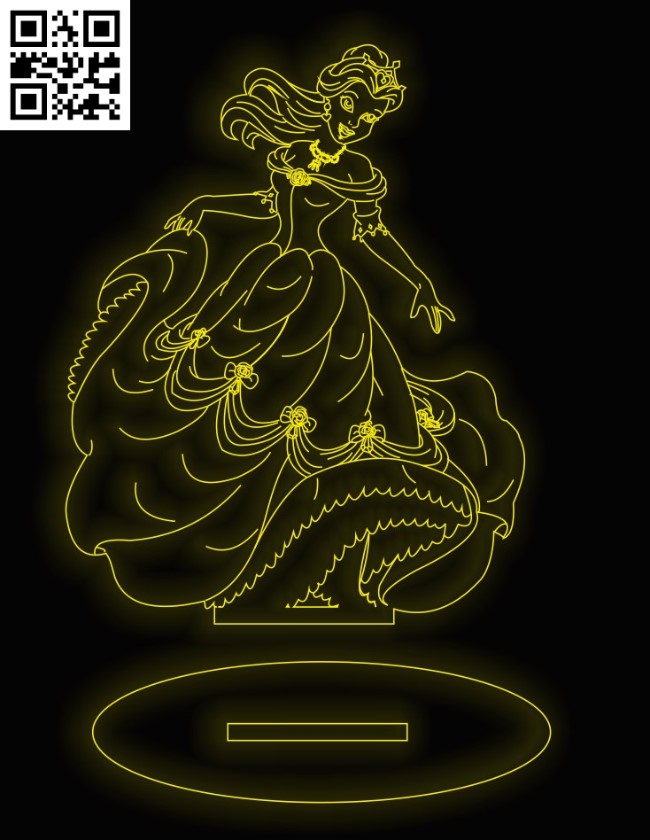 Illusion led lamp Belle Princess E0016252 file cdr and dxf free vector download for laser engraving machine