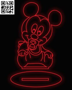 Illusion led lamp Mickey E0016302 file cdr and dxf free vector download for laser engraving machine