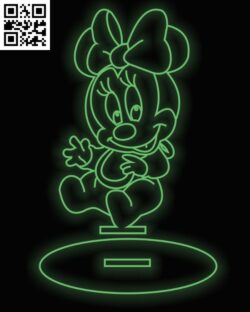 Illusion led lamp Minnie E0016303 file cdr and dxf free vector download for laser engraving machine