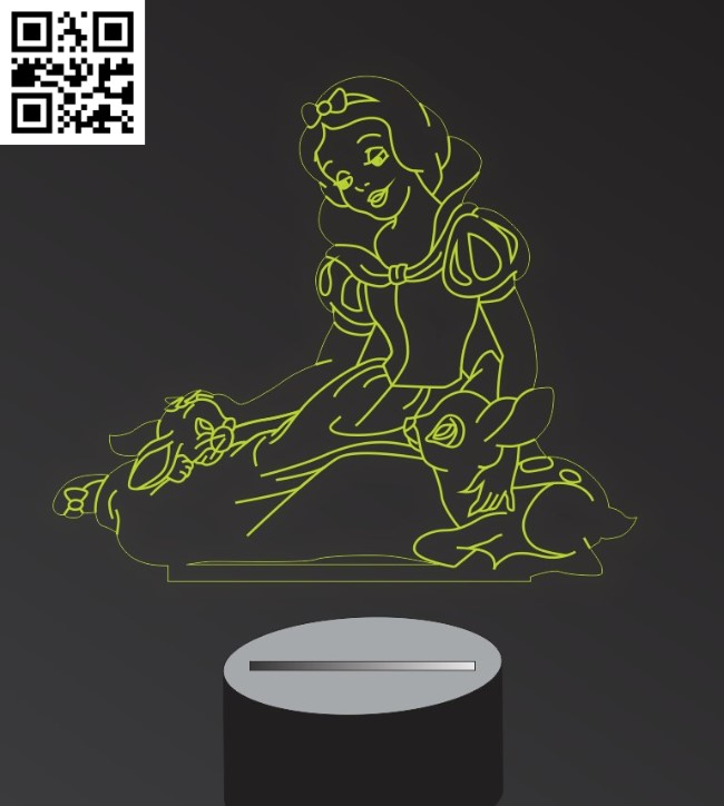 Illusion led lamp Snow White E0016246 file cdr and dxf free vector download for laser engraving machine