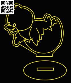 Illusion led lamp chick with egg E0016300 file cdr and dxf free vector download for laser engraving machine