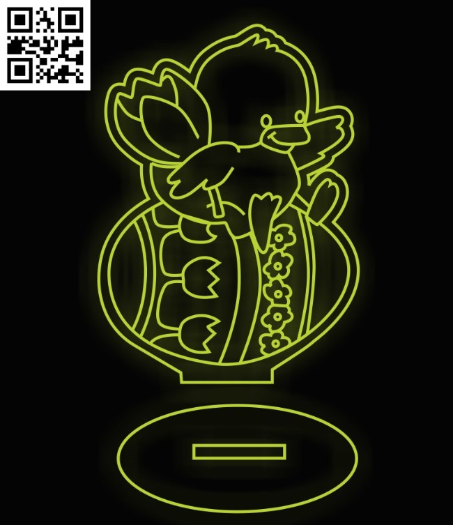 Illusion led lamp easter egg E0016301 file cdr and dxf free vector download for laser engraving machine