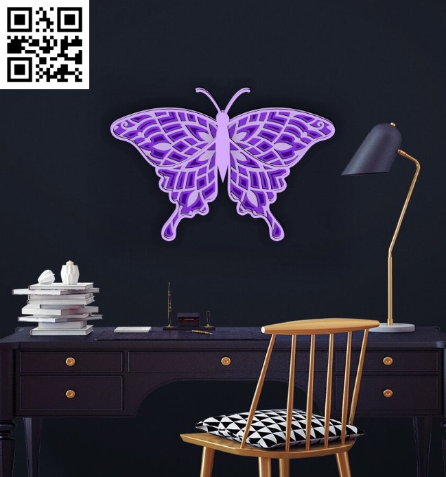 Layered Butterfly E0016240 file cdr and dxf free vector download for laser cut