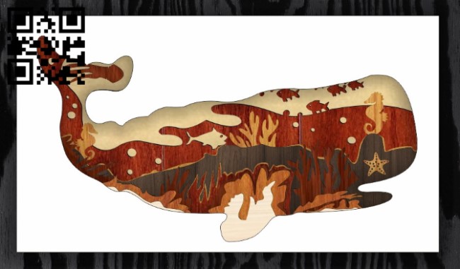 Layered whale E0016200 file cdr and dxf free vector download for laser cut