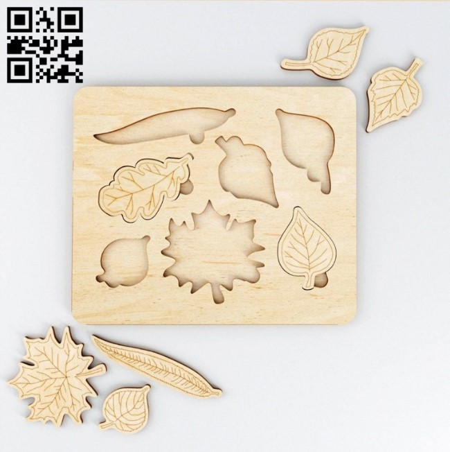 Leaves puzzle E0016205 file cdr and dxf free vector download for laser cut