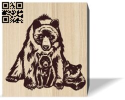 Mother bear and cub E0016321 file cdr and dxf free vector download for laser engraving machine