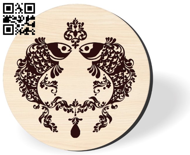 Pisces zodiac E0016278 file cdr and dxf free vector download for laser engraving machine