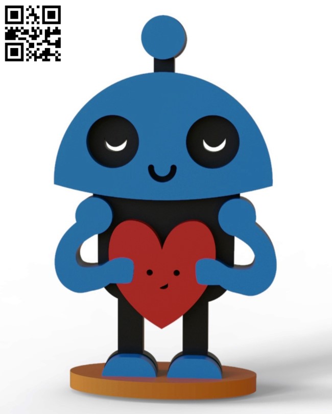 Robot with heart E0016265 file cdr and dxf free vector download for laser cut