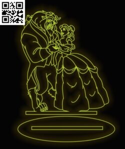 Illusion led lamp Beauty and the beast E0016250 file cdr and dxf free vector download for laser engraving machine
