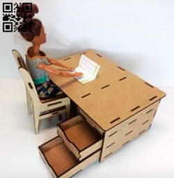 Table and chair for doll