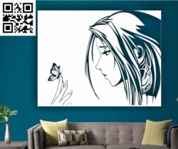Woman with Butterfly G0000127 file cdr and dxf free vector download for CNC cut