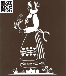 Woman with Flowers in Hand                     G0000060 file cdr and dxf free vector download for Laser cut cnc 