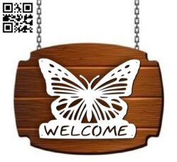 Butterfly-welcome G0000053 file cdr and dxf free vector download for Laser cut cnc  
