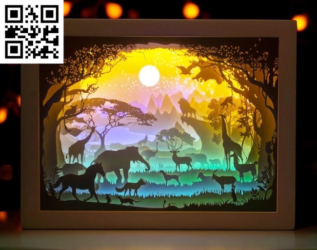 African Landscape light box E0016427 file pdf free vector download for laser cut