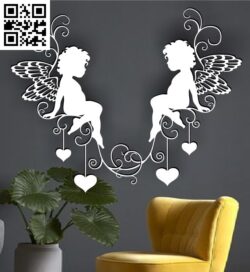 Angel Wall Sticker Vector G0000223 free vector download for CNC cut