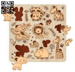 Animal puzzles E0016563 file pdf free vector download for laser cut
