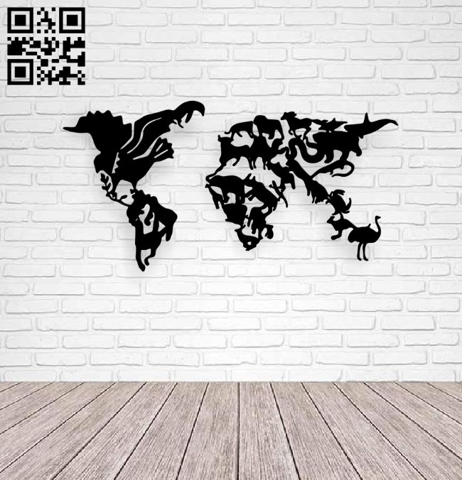 Animal world map E0016576 file pdf free vector download for laser cut plasma