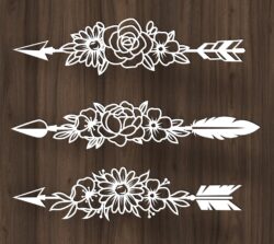 Arrows with flowers E0016475 file pdf free vector download for laser cut plasma