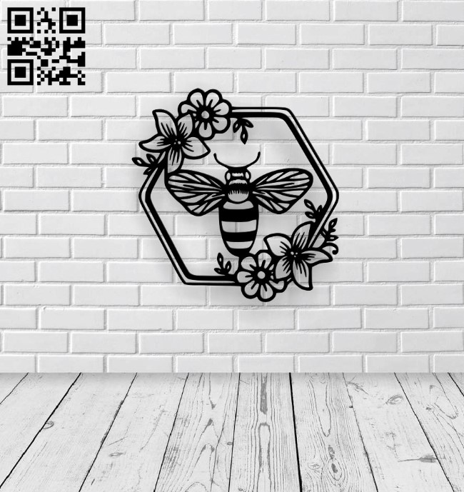 Bee with flowers E0016390 file cdr and dxf free vector download for laser cut plasma