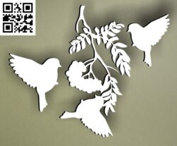 Birds eat fruit G0000362 file cdr and dxf free vector download for CNC cut