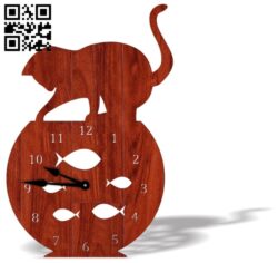 Cat fish clock E0016478 file pdf free vector download for laser cut