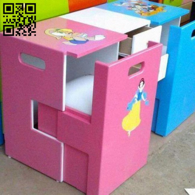Cube study table for kids CU003022 file pdf free vector download for cnc cut