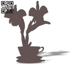 Cymbidium flower CU378 file cdr and dxf free vector download for Laser cut cnc
